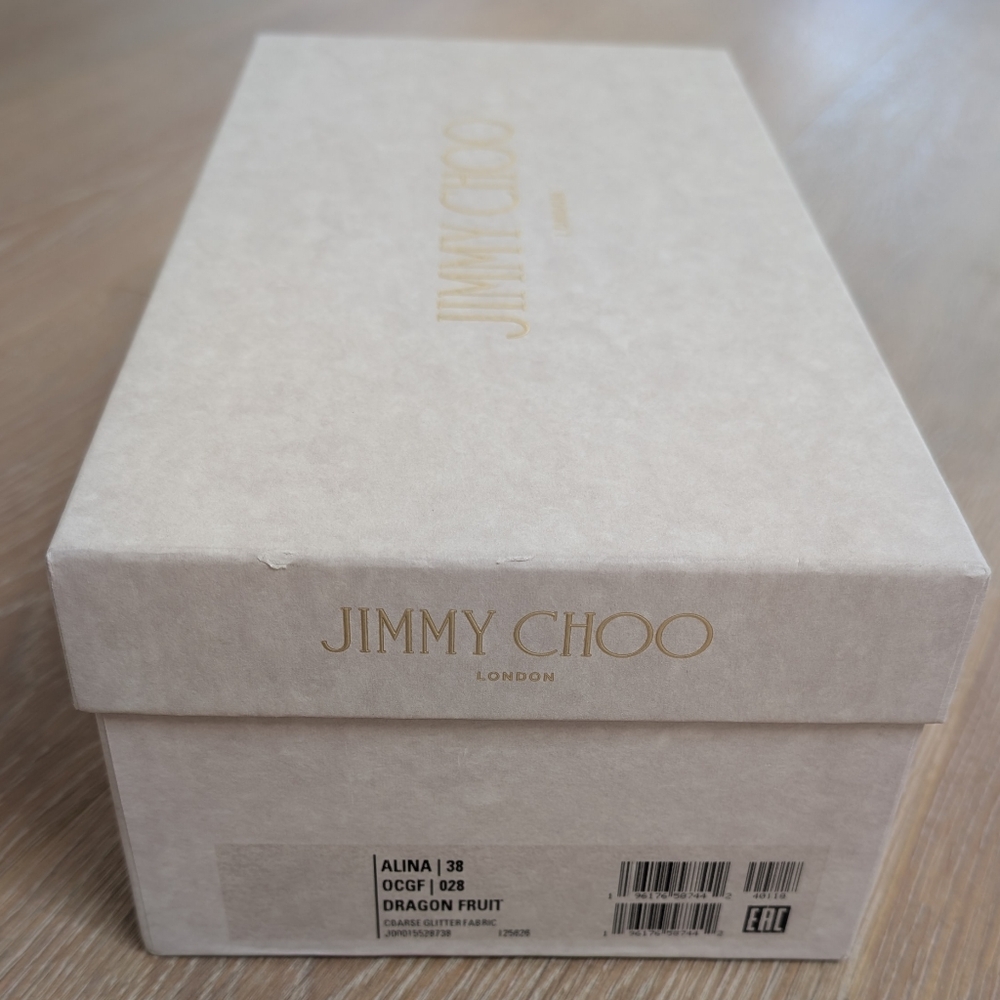 NIB Jimmy Choo Alina Pink Glitter Pointed Toe Flats - Picture 7 of 8